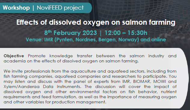 Workshop | NoviFEED Project - Effects of dissolved oxygen on salmon farming